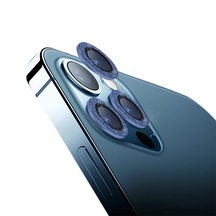 Binano Iphone 12 Pro Max Diamond Kamera Koruyucu Mavi