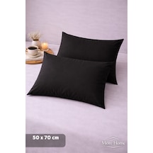 More Home Kapaklı Yastık Kılıfı 2 Adet  50 x 70 Siyah