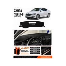 Skoda Super-b 2015-2021 Uyumlu Torpido Koruma, Torpido Örtüsü, Torpido Kılıfı - Siyah - Sk012