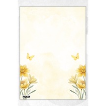 A5 Çiçek Bloknot Çizgisiz Defter - 50 Yaprak - Memopad - Notepad - Not Defteri - Not Kağıdı - 3216 Çok Renkli