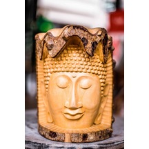 Carved Buddha Head, El Yapımı Ahşap Buda Heykeli, Bali El Yapımı Yoga Meditasyon Zen Heykel