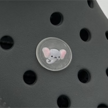 Crocs Terlik Süsü Ve Aksesuarı , Çanta Süsü Renkli Jibbitz Dijital Fil 01 Görselli Figür Aksesuarı Gri-pembe