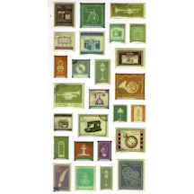 Vintage Sticker Pul Retro Style Kabartmalı Stiker Çıkartma Etiket 9x17 Cm - Mektup Pulu Çok Renkli