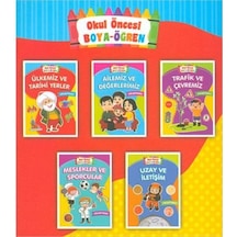 Okul Öncesi Boya Öğren Çıkartmalı 5 Kitap Set - Ema Yayınları