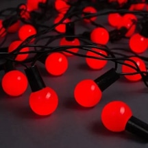 Hubrendy Emin 5m 28 Led Mini Top Işık Kırmızı - Fişli, Siyah Kablo