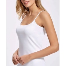 Berrak 2036 3'lü Mat Biyeli %100 Pamuk Ribana Ip Askılı Kadın Atlet-beyaz-xl Çok Renkli