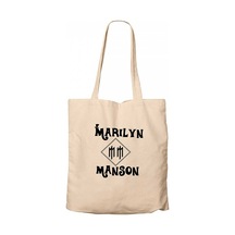 Marilyn Manson Text Krem Kanvas Bez Çanta Krem