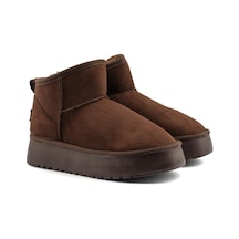 Melbourne Kışlık Kadın Kürk Detaylı Yüksek Taban Bot Kahverengi