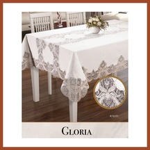 Bezos Gloria Model Krem Keten Tek Masa Örtüsü 160x300 Cm Dantelli Şık Yemek Masası Örtüsü Pro