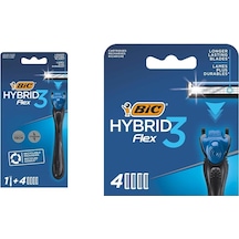 Hybrid 3 1 Sap & 4 Başlık Erkek Tıraş Bıçağı Ve 4'lü Yedek Tıraş Bıçağı Kartuşu Seti