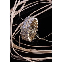 Omar Silver Kadın Zigzag Zirkon Baget Taşlı Tamtur Yüzük (520600146)
