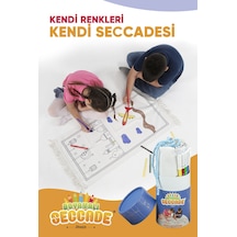Çocuklara Özel Yıkanabilir Boyamalı Seccade Seti Mavi Beyaz