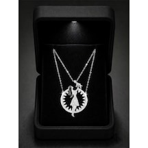 Çekirdekjewelry Işıklı Hediye Kutulu 925 Ayar Gümüş Anne Çocuk Kolye Zirkon Taşlı Kadın Kolye Gri