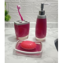 GRİ PEMBE 3 LÜ BANYO SETİ POLİRESİN Gri - Pembe