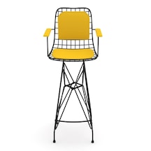 Knsz kafes tel bar sandalyesi 1 li zengin syhsrı kolçaklı sırt minderli 75 cm oturma yüksekliği ofis cafe bahçe mutfak