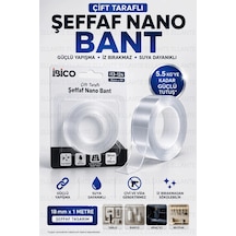 Çift Taraflı Şeffaf Nano Bant 18 Mm X 1 Metre Güçlü Yapışkan İz Bırakmayan Suya Dayanıklı Montaj Ban