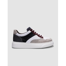 %100 Hakiki Deri Bej-siyah Bağcıklı Erkek Sneaker-bej Bej
