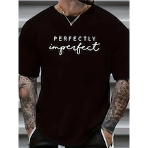 Erkek Perfectly Baskılı Tişört Bisiklet Yaka Yazlık Kısa Kol T-shirt - Siyah