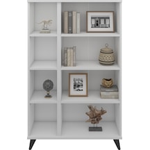 Simple Kitaplık 6 Raflı 90x30x144 Beyaz Beyaz