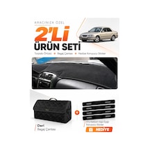 E-biz Mazda 626 1997-2002 Uyumlu Torpido Örtüsü + Deri Bagaj Çantası Seti - Siyah - Ma011