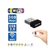 Wi-Fi USB Adaptör Wireless Alıcı 2.4 Ghz 300Mbps Laptop