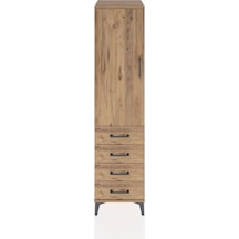 Hyperion Dolap Tek Raflı 4 Çekmeceli Tek Askılı 44x44x182 Çam... Çam