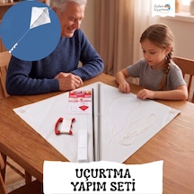 Uçurtma Yapım Seti / Naylon Elmas / Plastik Çıtalı / Beyaz