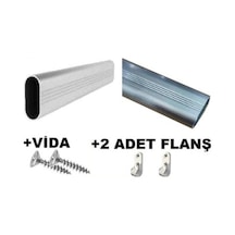 Paslanmaz Alm Dolap Askı Borusu 0-120 Cm - Dolapiçi +2 Ad Flanş Gümüş