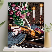 Hobi Sanat Sayılarla Boyama Tuval Seti Fırça Boya Dahil Çıtalı 40x50 Cm - Keman