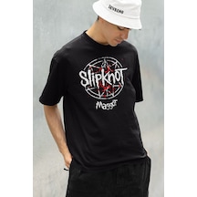 Slipknot Maggot Müzik Grubu Baskılı Unisex Oversize Tişört Siyah