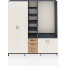 Hyperion Dolap 13 Raflı 3 Çekmeceli 4 Kapaklı 220x44x243 Antrasit-aytaşı/çam Çok Renkli
