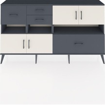 Arges Konsol 5 Raflı 4 Çekmeceli 4 Kapaklı 176x30x99 Antrasit-aytaşı/antrasit Aytası/antrasıt - Antrasıt