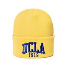 Ucla Lanıta Sarı Bere Nakışlı - Unisex Bere Sarı