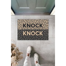 Rugmood Knock Çift Renk Leopar Desenli Modern Kapı Önü Paspası Kaymaz Taban Dijital Baskılı Paspas 70x45 Cm Çok Renkli