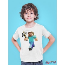 Bumeta Minecraft Steve Karakter Oyun Game Çocuk Tişört T-shirt 001