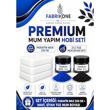 Premium Mum Yapım Hobi Seti - Parafin Wax 250 Gr - 2'li Toz Mum Boyası Seti - Mavi, Siyah Bkfabpw2502ms Karışık