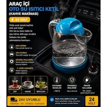 Vezir Vzr-10 Araç İçi Su Isıtıcı Otomatik Rezistanslı Kahve Makinesi Kettle 1 Lt 24 Volt