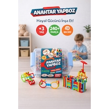 Anahtar Yapboz 240 Parça Renkli Birleştirmeli Yapı-şekil Oyuncağı Puzzle Eğitici Blok Seti Saklama Kaplı
