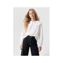 LC Waikiki Alıta Cıty Farkıyla Lcw Kids Beyaz Nakışlı Standart & Regular Kız Çocuk Gömlek Beyaz - 928798516 Beyaz