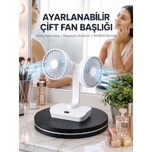 Ayarlanabilir Hızlı Çift Başlıklı Masaüstü Fan Gece Lambalı Serinletici - Lisinya 07115477