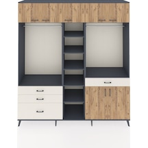 Hyperion Dolap 11 Raflı 4 Çekmeceli 2 Askılı 220x44x243 Antrasit-çam/aytaşı Çok Renkli