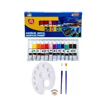 12 Renk Akrilik Boya Başlangıç Seti 12x9 Ml Çok Renkli