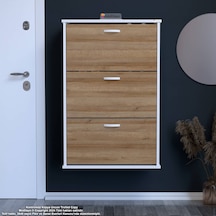 Modilayn Varbi Asma Antre Hol 72x115x26 Cm Lik 3 Düşer Kapak 6 Göz Bölmeli Ayakkabılık Beyaz - Meşe