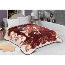 Solana Lüks Vizon 988 Battal Boy Battaniye Kahve 220 x 240 CM Bej