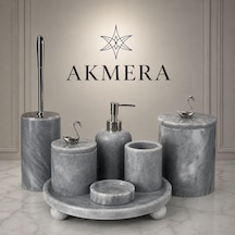 Lüks Gri Mermer Top Ayaklı 7 Parça Banyo Seti