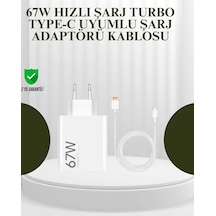 67w Güçlü Şarj Adaptörü Ve Turbo Kablo Uzun Ömürlü Dayanıklı Tasarım Beyaz