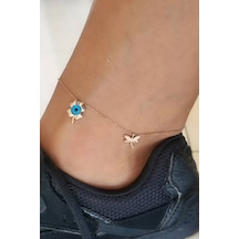 Nazar Boncuklu 925 Ayar Gümüş Üzerine Rose Altın Kaplama Trend Halhal Diğer