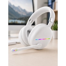 Kablosuz Bluetooth Mikrofonlu Beyaz Kulaklık Rgb Işıklı