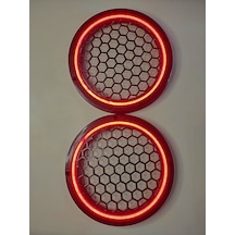 Hoparlör Kapağı 20 Cm Ledli 2'li Takım - Kırmızı