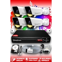 Bayicam 4 Kameralı Süper 4 Dış Kamera Set 2 TB 5 MP 2K Renkli Gece Görüşlü Güvenlik Kamerası Sistemi